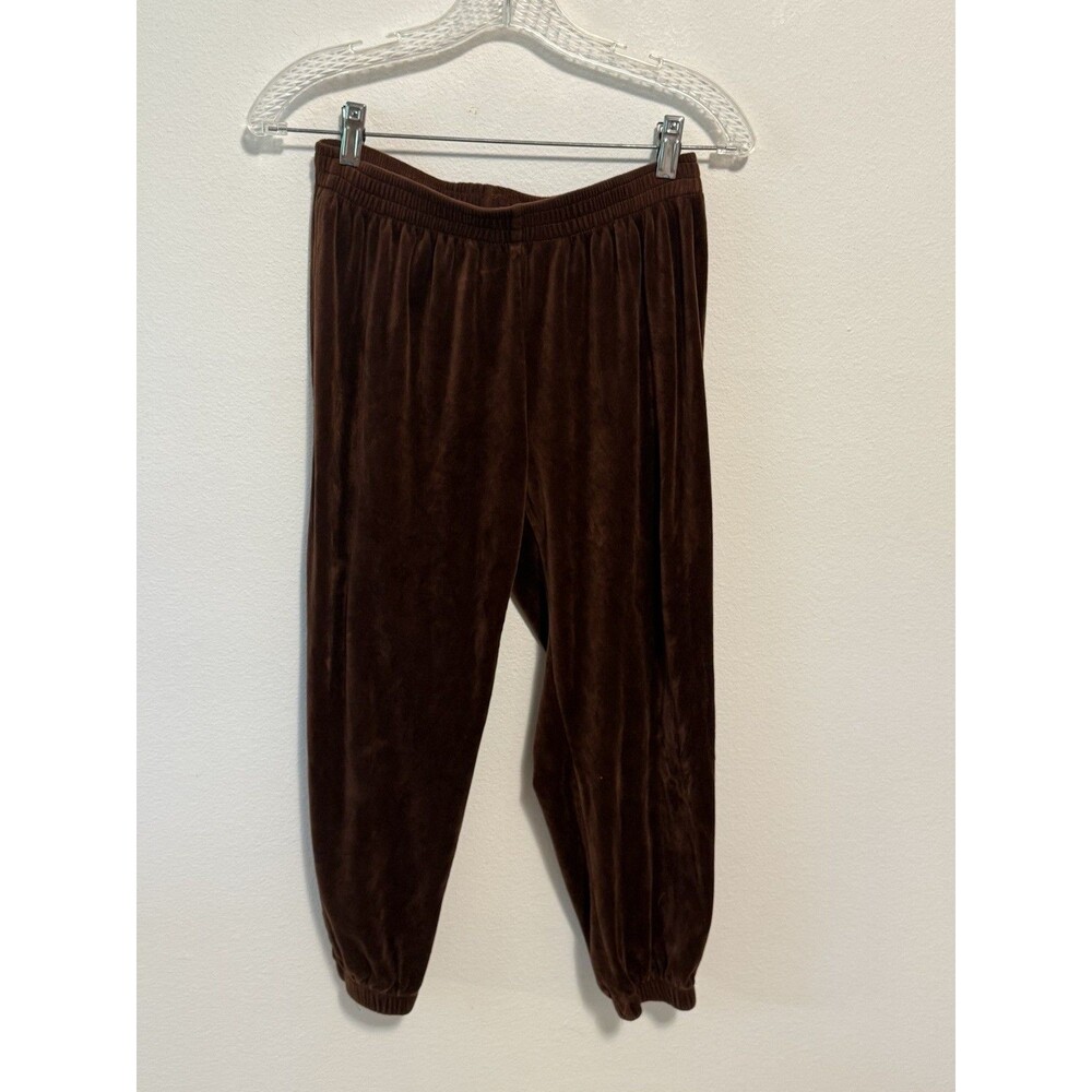 Bozzolo Women's Brown Velour Velvet Joggers Elastic Waist Cuffed Pants.  - Small